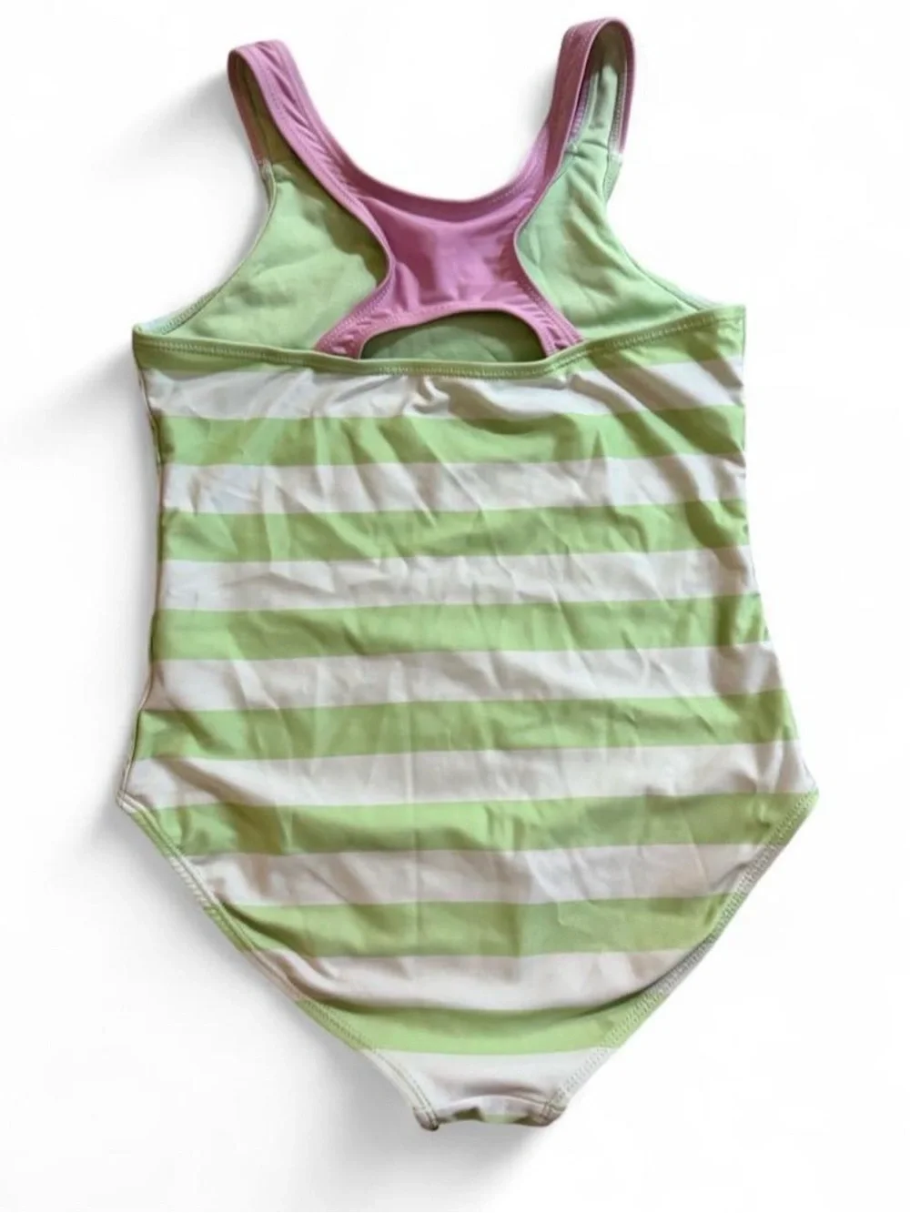 Minecraft Girls' Green Striped One-Piece Swimsuit Size 10/12
